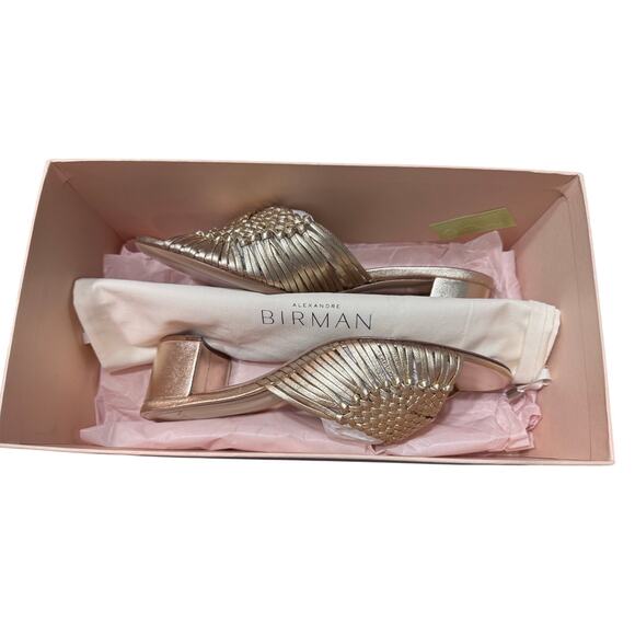 New Alexandre Birman Gold Braided Woven Ellie Block Heel Sandals Size 36.5 W/Box - Picture 11 of 12